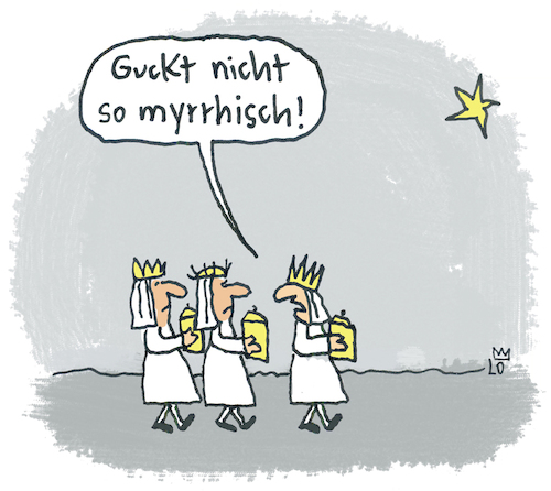 Cartoon: Heilige Drei Könige (medium) by Lo Graf von Blickensdorf tagged heilige,könige,myrrhe,heilige,könige,myrrhe