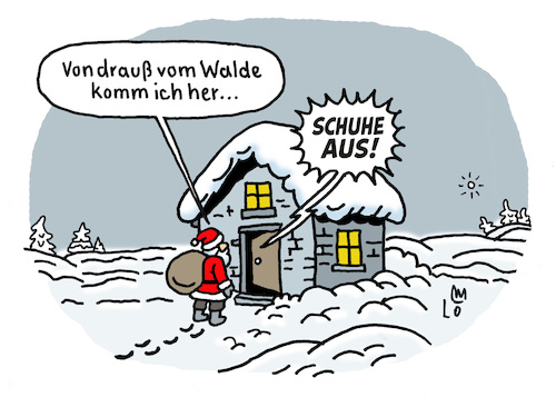 Cartoon: Nikolaus (medium) by Lo Graf von Blickensdorf tagged weihnachten,advent,nikolaus,weihnachtsmann,schuhe,aus,schnee,karikatur,lo,graf,cartoon,sack,haus,weihnachten,advent,nikolaus,weihnachtsmann,schuhe,aus,schnee,karikatur,lo,graf,cartoon,sack,haus