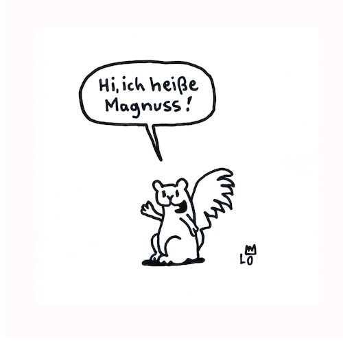 Cartoon: Nomen est omen (medium) by Lo Graf von Blickensdorf tagged eichhörnchen,wortspiel,nuss,nüsse,magnus,name,eichkatz,tier,eichhörnchen,wortspiel,nuss,nüsse,magnus,name,eichkatz,tier