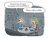 Cartoon: Dating (small) by Lo Graf von Blickensdorf tagged blind,date,kneipe,club,paar,pärchen,mann,frau,bier,wein,meer,liebe,beziehung,flirt,single,missverständnis,karikatur,lo,graf,cartoon,theke,rendevous