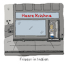 Cartoon: Friseur in Indien (small) by Lo Graf von Blickensdorf tagged geschäft,laden,frisör,friseur,hare,krishna,haare,wortspiel,karikatur,lo,graf,cartoon,sikhs,hindu,indien,schneiden,schere,firmenname,werbung,schaufenster,ladenlokal