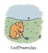 Cartoon: Golf (small) by Lo Graf von Blickensdorf tagged sport,caddy,grün,golfsport,wortspiel,cartoon,hamster,goldhamster,einlochen