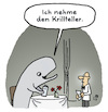Cartoon: Krillteller (small) by Lo Graf von Blickensdorf tagged restaurant,wal,buckelwal,wortspiel,krillteller,grillteller,karikatur,ober,kellner,essen,nahrung,mann,tisch,ostsee