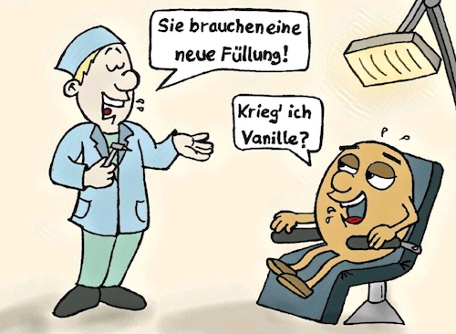 Cartoon: Donut beim Zahnarzt (medium) by freshdj tagged donut,food,dentist,doctor