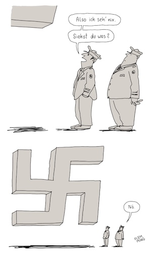 Cartoon: Zu groß (medium) by Flemming tagged polizei,neonazis,rechts,blind