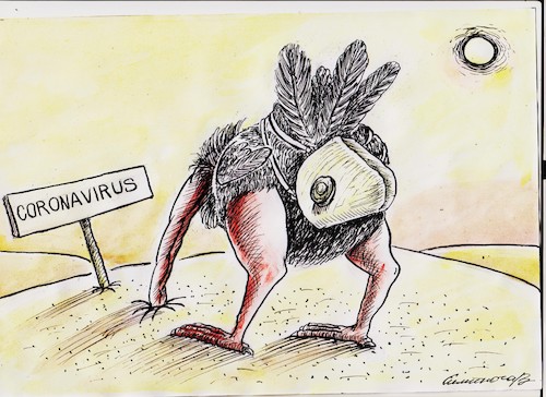 Cartoon: fear (medium) by vadim siminoga tagged coronavirus,mass