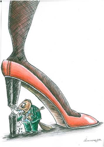 Cartoon: henpecked (medium) by vadim siminoga tagged henpecked,family,dude,courage,beavers,woman,degradation