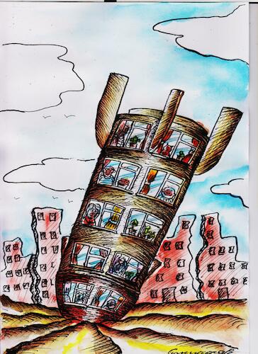 Cartoon: small house (medium) by vadim siminoga tagged world,devasworld,devastation,war,bombing,house,rockettation,rocket
