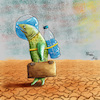 Cartoon: Water (small) by Orhan ATES tagged water,life,without,earth,planet,future,danger,nature,animals,human,humanity,drought