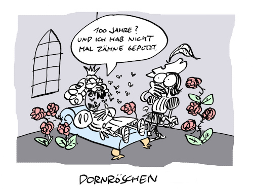 Cartoon: Blumig (medium) by Bregenwurst tagged dornröschen,märchen,schlaf,grimm,mundhygiene