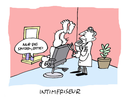 Cartoon: Coiffeur (medium) by Bregenwurst tagged intimfrisur,friseur,coiffeur,schamhaar