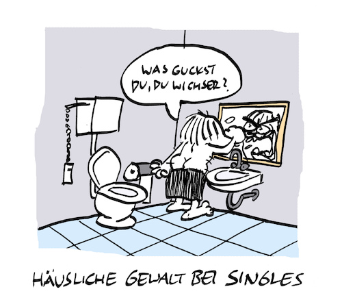 Cartoon: Koller (medium) by Bregenwurst tagged coronavirus,gewalt,kontaktsperre,quarantäne,single