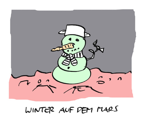 Cartoon: Schnalien (medium) by Bregenwurst tagged schnee,winter,schneemann,grün,alien,mars