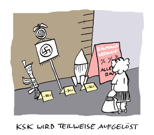 Cartoon: Schussverkauf (medium) by Bregenwurst tagged ksk,bundeswehr,rechtsextremismus,räumungsverkauf