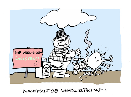 Cartoon: Schweinerei (medium) by Bregenwurst tagged landwirtschaft,tierhaltung,schweine,ökologie,nachhaltigkeit,ökostrom,elektrozange
