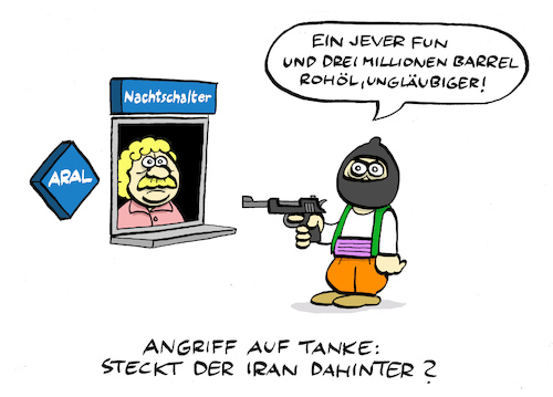 Cartoon: Tanke (medium) by Bregenwurst tagged öltanker,iran,usa,krise,angriff,tanke