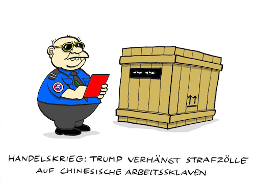 Cartoon: Zöllerei (medium) by Bregenwurst tagged zölle,usa,china,importe,sklaven,handelskrieg,außenhandel,übergewicht