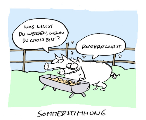 Cartoon: Zukunft (medium) by Bregenwurst tagged schwein,rostbratwurst,grillen,zukunftswünsche