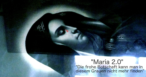 Cartoon: Maria 2.0 (medium) by oliviaoil tagged kirche,frauen,botschaft,grauen