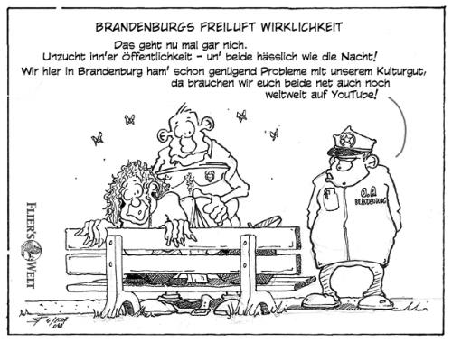 Cartoon: Brandenburgs Freiluftwirklichkei (medium) by FliersWelt tagged freiluft,brandenburg,park