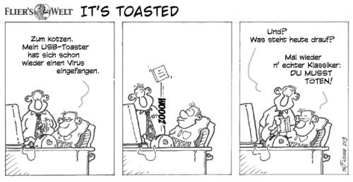 Cartoon: Its toasted! (medium) by FliersWelt tagged viren,usb,toaster,computer,