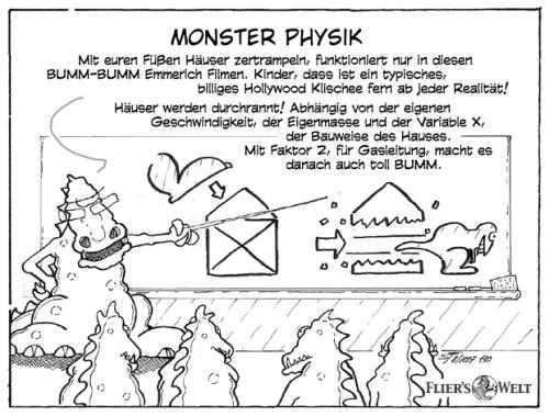 Cartoon: Monster Physik (medium) by FliersWelt tagged monster,physik,hollywood,geschwindigkeit