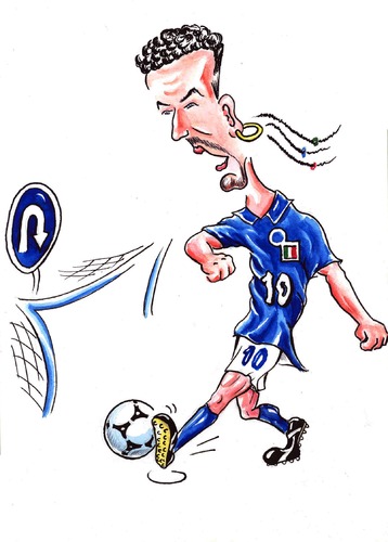 Cartoon: Roberto Baggio (medium) by bebetokaspi tagged roberto,baggio