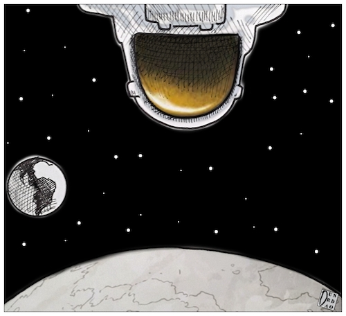Cartoon: Apollo 11 (medium) by Christi tagged apollo11,moon,armstrong