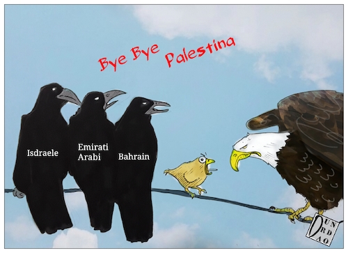 Cartoon: Bye Bye palestina (medium) by Christi tagged palestina,emirati,arabi,bahrein,usa,bye