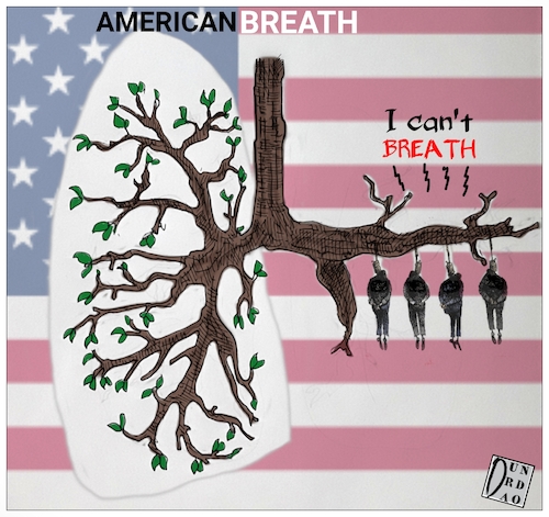 Cartoon: Respiro americano (medium) by Christi tagged usa,george,breath,razzismo,floyd