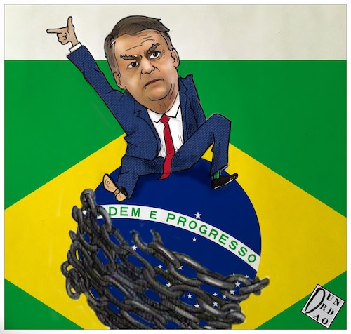 Cartoon: The first things Bolsonaro did. (medium) by Christi tagged balsonaro,brasile