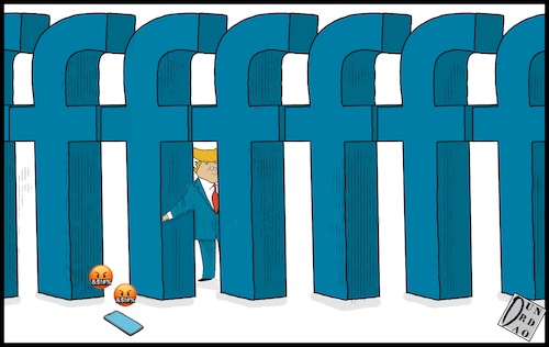 Cartoon: Trump bloccato (medium) by Christi tagged trump,facebook,bloccato,odio,social