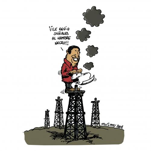 Cartoon: Chavez Signals (medium) by mortimer tagged mortimer,mortimeriadas,cartoon,hugo,chavez,petroleo,oil,obama,farc,venezuela,usa,elections,elecciones