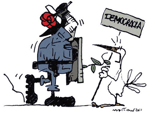Cartoon: progreso 2 (medium) by mortimer tagged mortimer,mortimeriadas,cartoon,comic,spanish,revolution,police,psoe,socialism,democracia,peace,paz
