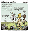 Cartoon: adam eve and god 23 (small) by mortimer tagged mortimer,mortimeriadas,cartoon,comic,gag,adam,eve,god,bible,paradise,eden,biblical,christian,original,sin,sex,nude,toons,hairy,belly,blonde,snake,apple