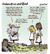Cartoon: adam eve and god 29 (small) by mortimer tagged mortimer,mortimeriadas,cartoon,comic,gag,adam,eve,god,bible,paradise,eden,biblical,christian,original,sin,sex,nude,toons,hairy,belly,blonde,snake,apple