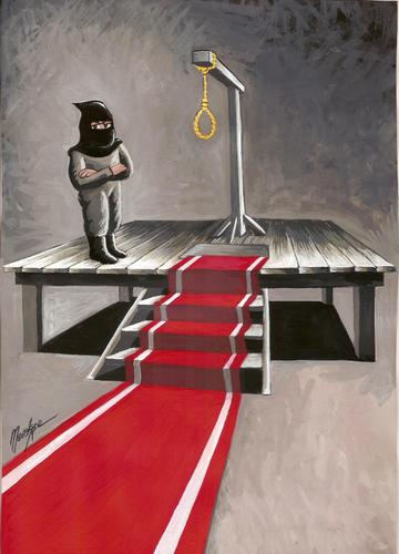 Cartoon: Dictatorship and Tolerance (medium) by menekse cam tagged dictatorship,tolerance,people,execution,red,carpet