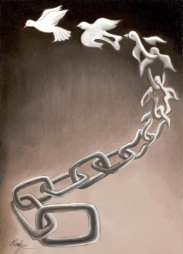 Cartoon: Freedom (medium) by menekse cam tagged freedom,chain,dove,happiness,illustration,freiheit,gefangenschaft,gefangen,taube,friedenstaube