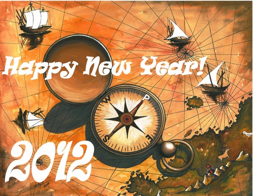 Cartoon: Happy New Year! (medium) by menekse cam tagged year,new,luck,success,happiness,health,peace,wish
