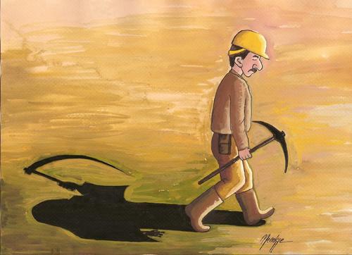 Cartoon: Miner (medium) by menekse cam tagged miner,mine,dent,danger,mortality,risk,turkey,zonguldak