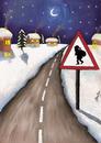 Cartoon: Christmastime (small) by menekse cam tagged christmastime xmas santa road night snow traffic sign newyearseve newyear