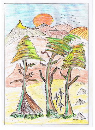 Cartoon: Die großen Bäume von Mamre (medium) by skätch-up tagged mamre,bäume,gäste,gastfreundschaft