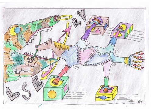 Cartoon: KROKODIL (medium) by skätch-up tagged krokodil,trojan,horse,wicked,power,dollar,euro,pound,rubel,yen
