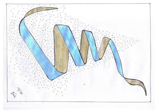 Cartoon: schnörkel (medium) by skätch-up tagged schnörkel,schnergl,blue,ribbon,tape,golden,air,stream