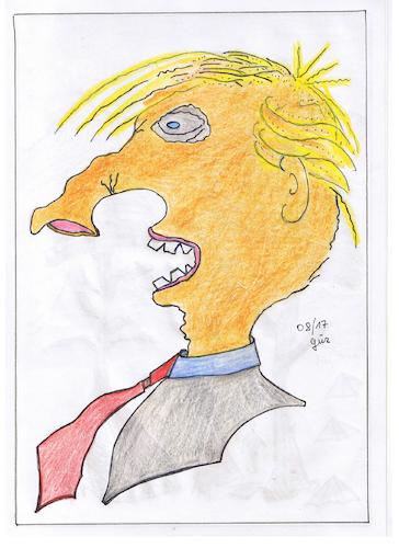 Cartoon: UNIDENTIFIED FURIOUS OBJECT (medium) by skätch-up tagged ufo,unidentified,object,furious,trunk,orange,wig,red,tie