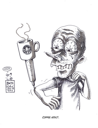 Cartoon: coffee addict (medium) by bennaccartoons tagged coffee,addiction