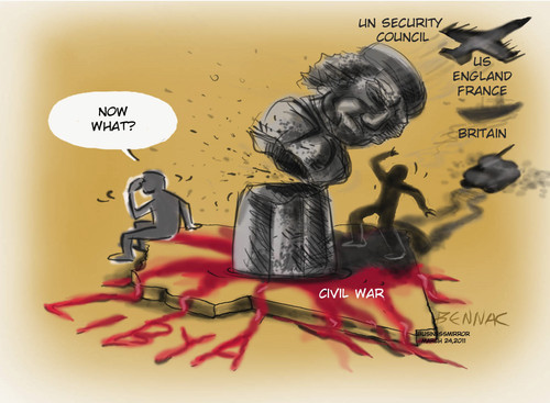 Cartoon: Libya after Gadaffi (medium) by bennaccartoons tagged politics,war