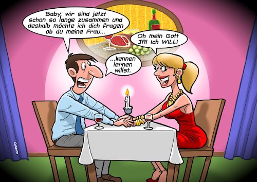 Cartoon: Antrag (medium) by Joshua Aaron tagged antrag,heiratsantrag,ehe,beziehung,verbindung,einseitig,liebe,antrag,heiratsantrag,ehe,beziehung,verbindung,einseitig,liebe
