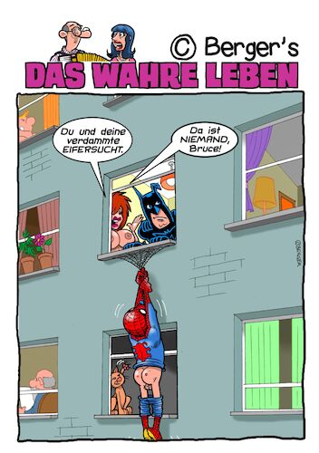 Cartoon: Batman (medium) by Chris Berger tagged batman,spiderman,spinne,seitensprung,batman,spiderman,spinne,seitensprung