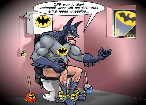 Cartoon: Batsignal (medium) by Joshua Aaron tagged batman,batsignal,verbechen,superhelden,dc,comics,klo,toilette,batman,batsignal,verbechen,superhelden,dc,comics,klo,toilette